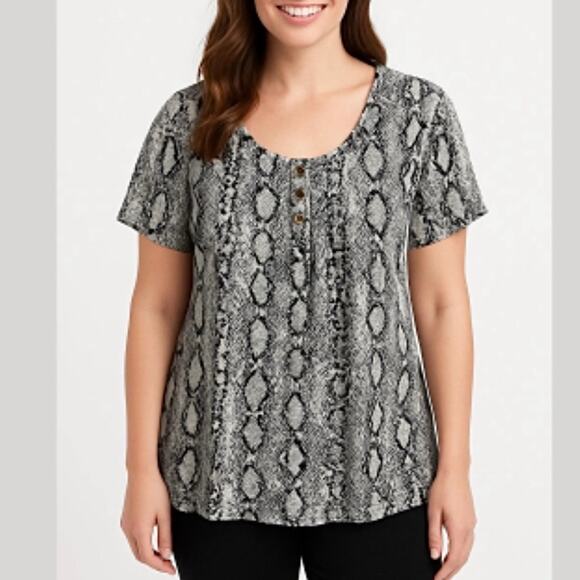 Popyoung Plus Size 3XL Snakeskin Blouse Tunic Rayon Spandex Top - Picture 11 of 11